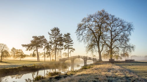 Image of Chinese Bridge in the Winter Parkland